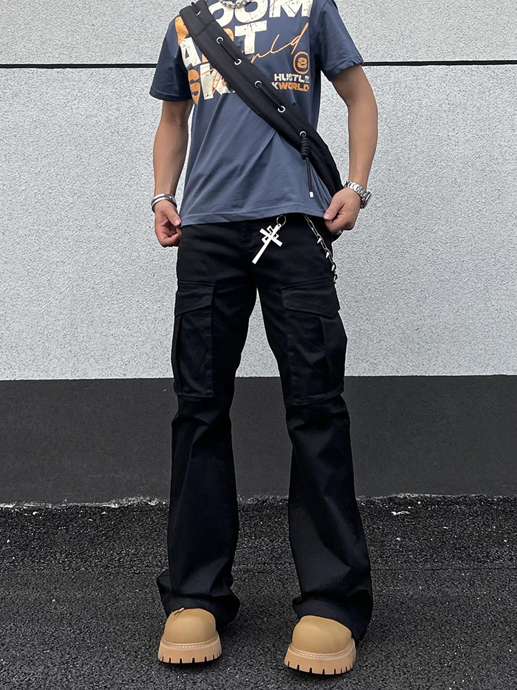 

Мужские брюки Cleanfit American Sle Workwear: зауженные джинсы с легким расклешением, в стиле High Street, с деконструктированным дизайном