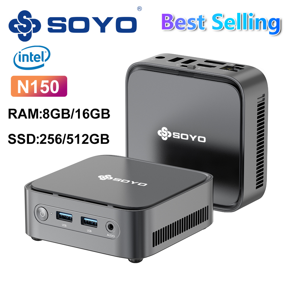  SOYO M4PLUS2 Mini PC: 8/16GB RAM, 256/512GBSSD, Intel Twin Lak N150, Windows 11Pro 