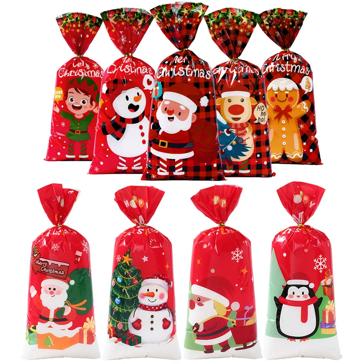 25/50/100pcs Christmas Candy Bags Biscuit Gift Packing Bags 2024 Merry Christmas Decorations for Home New Year Party Supplies