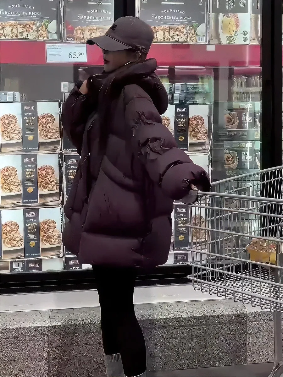 Invierno Thiened blanco Du down Puffer Jaet mujer con capucha pan Sle abrigo moda viaje Sle longitud Regular