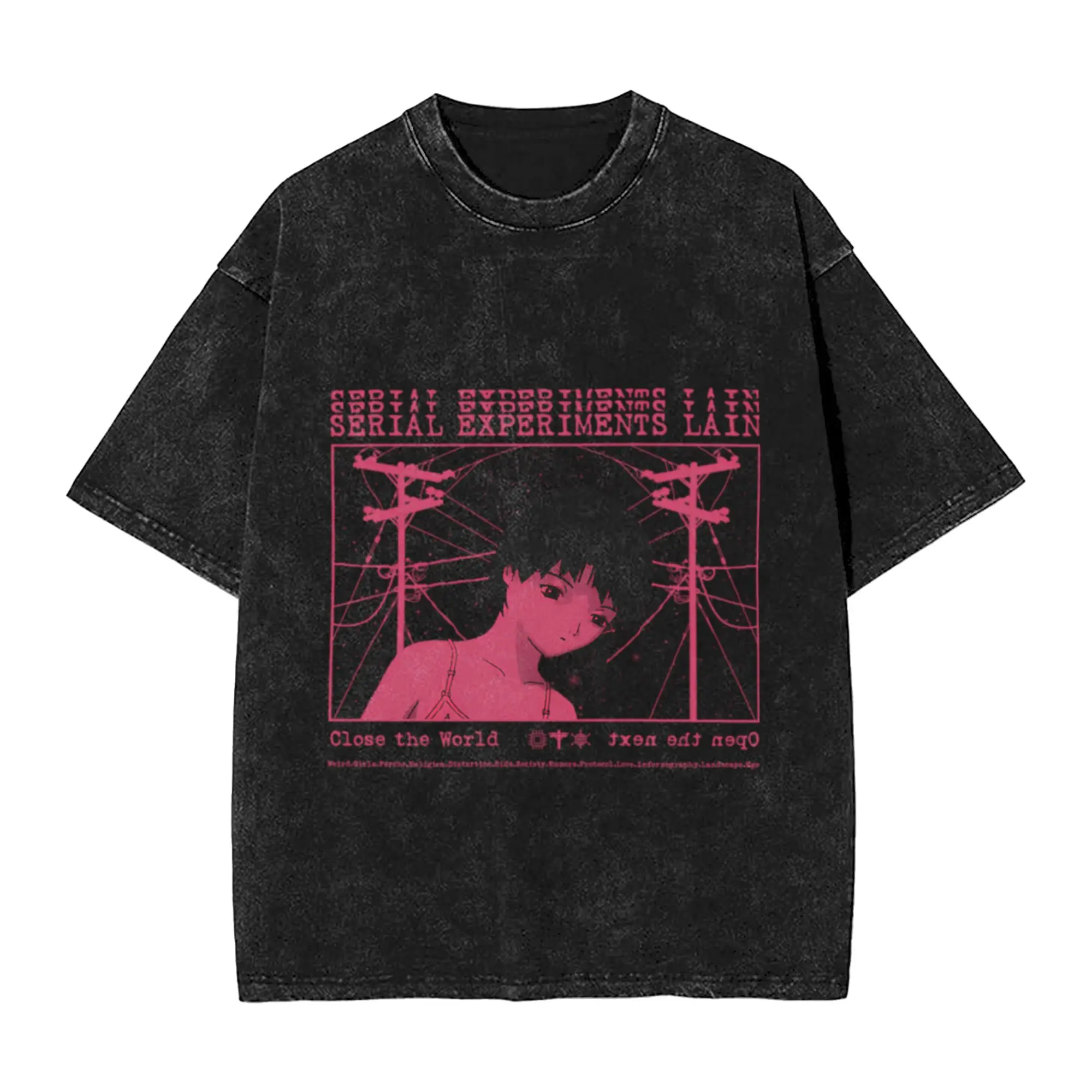 Serial Experiments Lain Classic Chic A Washed T Shirt Men's Women's Oversized Cotton Tees Tops