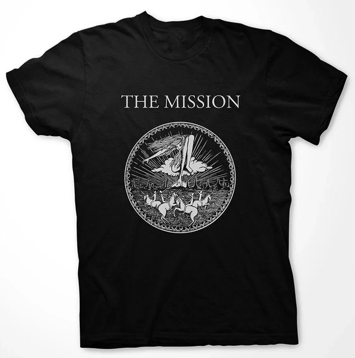 Vtg The Mission Band Music Lover Cotton Black Full Size T Shirt AA252