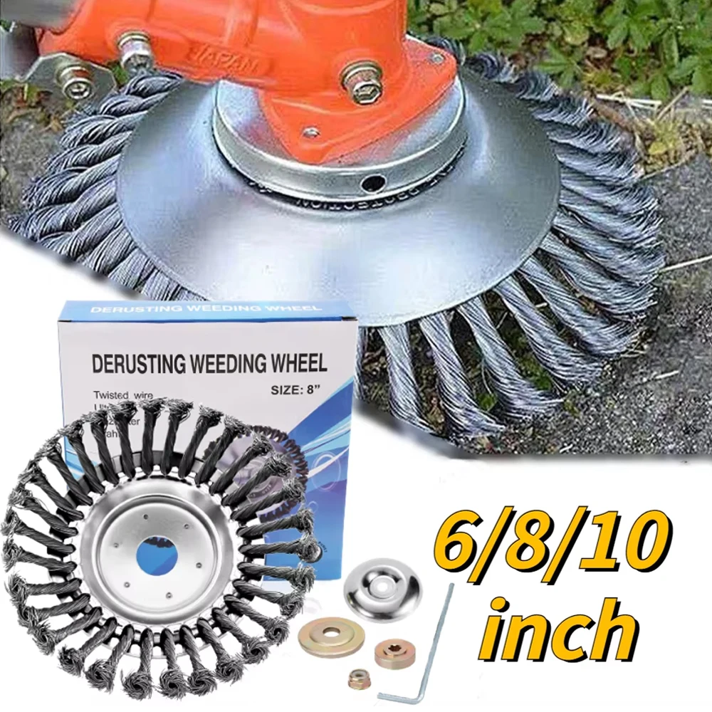 Cabezal cortador de desbrozadora de malas hierbas de 6/8/10 pulgadas, cabezal Universal para cortadora de césped, rueda de alambre de acero, disco de cepillo, cabezales de corte de jardín