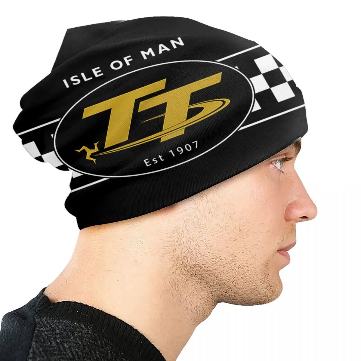 Isle Of Man Tt wyścigi motocyklowe czapka zimowa Unisex zimowe ciepłe czapeczki Femme czapki robione na drutach Hip Hop odkryty Skullies czapki