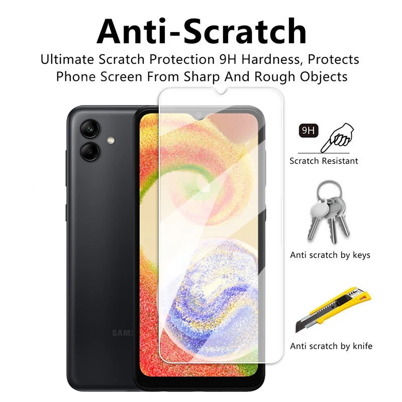 Voor Samsung Galaxy A04 Glas 6.5 inch Transparante Screen Protector Voor Samsung A04 Gehard Glas Samsung Galaxy A04 Lens Film