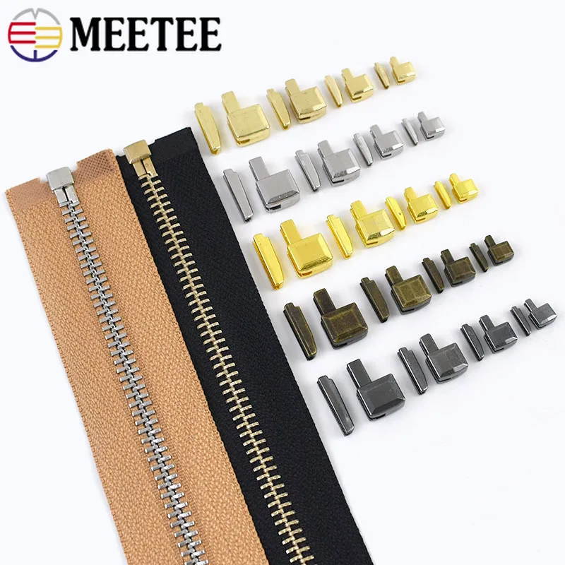 

10-50Sets Meetee 3#5#8#10# Metal Zipper Non-Slip Stopper Bags Zips End Lock Clothes Zippers Bottom Socket Repair Kit Accessories