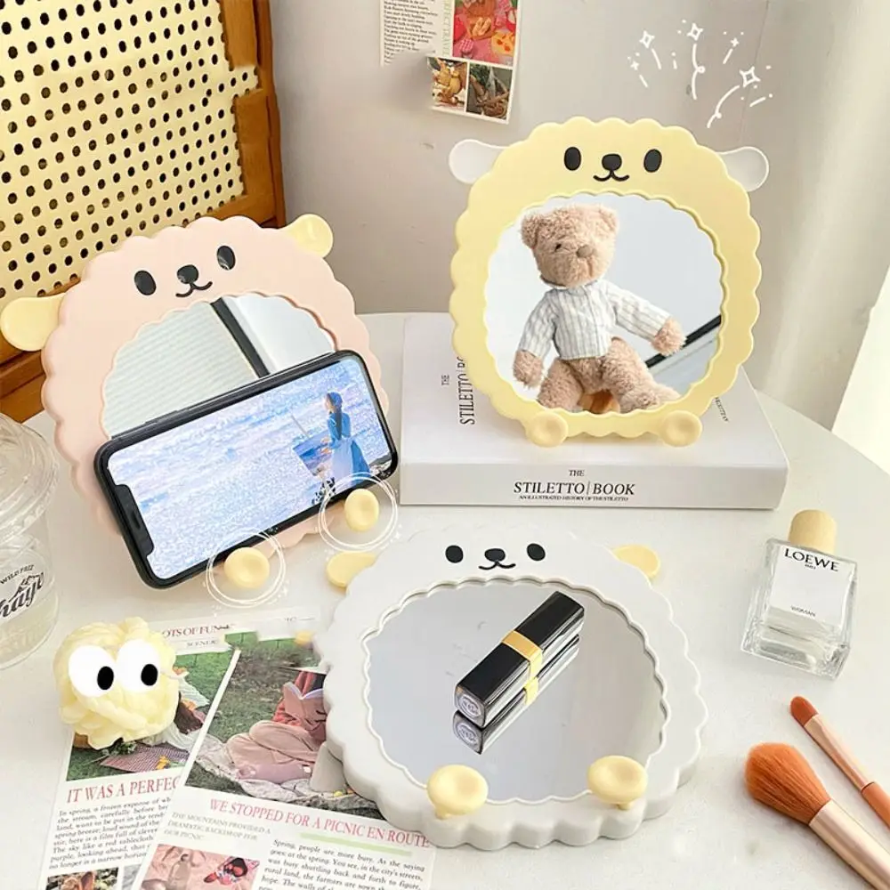 เครื่องสําอางการ์ตูนเดสก์ท็อปกระจกพับแกะน่ารักแต่งหน้ากระจก Kawaii ส่วนบุคคล Vanity Mirror Home Decor