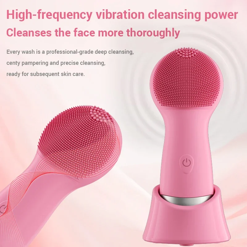 2 in 1 Electric Ultrasonic Skin Sonic Scrubber แปรงทําความสะอาดผิวหน้าด้วยการบีบอัดร้อนนวดการสั่นสะเทือนเครื่องมือทําความสะอาดผิวหน้า