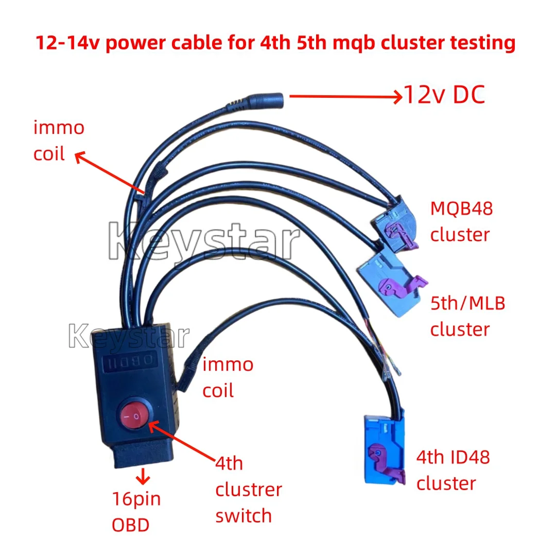 Cable de alimentación de grupo MQB de 12v, Cable de plataforma ID48 de 5. ° grupo MQB NEC35XX, Cable de instrumento MQB48 para VVDI2 Key Tool Plus