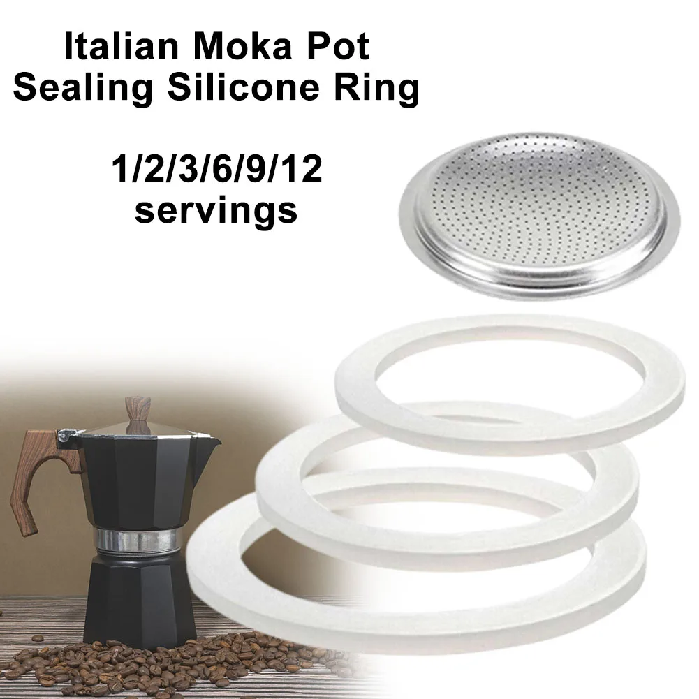 

Moka Stove Pot Silicone Gasket Seal With Sieve Washer Gasket Ring Replacenent Parts For Coffee Maker Filter Accessories