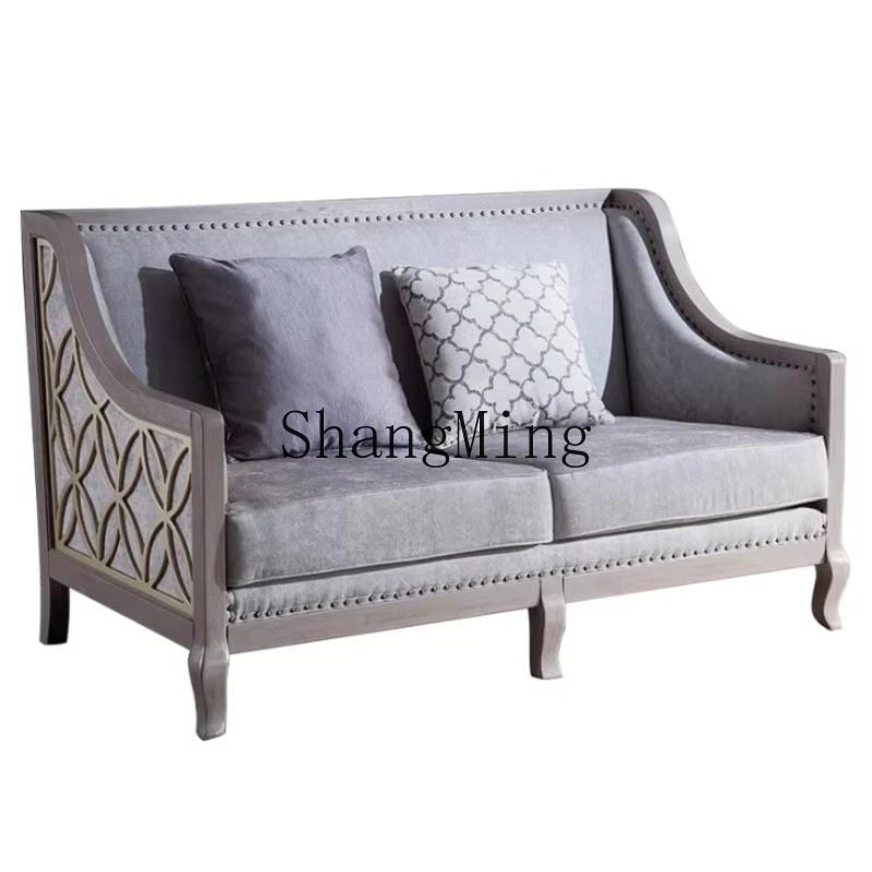 

ZYY light luxury fabric solid wood sofa small apartment cotton linen solid wood living room combination sofa