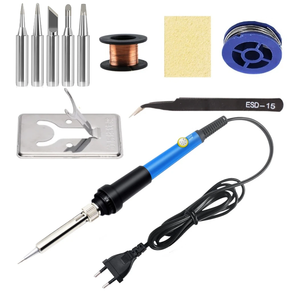 Adjustable Temperature Electric Soldering Iron, Multifunctional Welding Solder, Rework Station, Heat Repair Tools 110V/220V, 60W