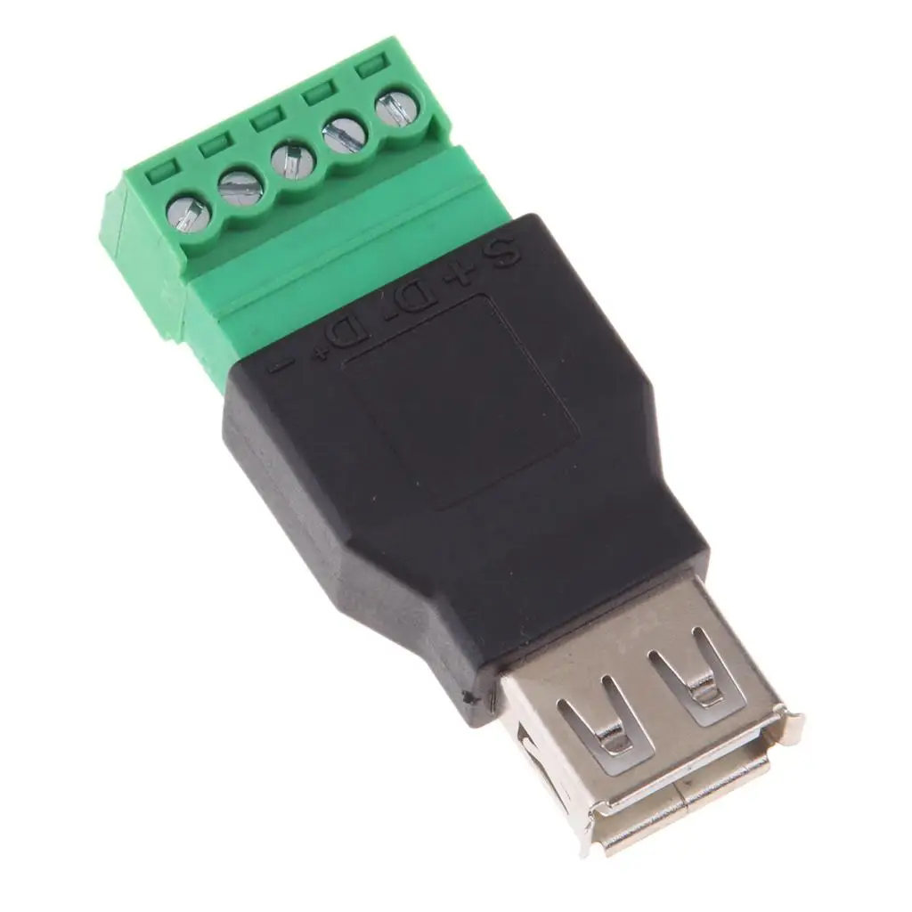 USB2.0 Type A Female to 5 Pin Screw with Terminal Connector Plug, New