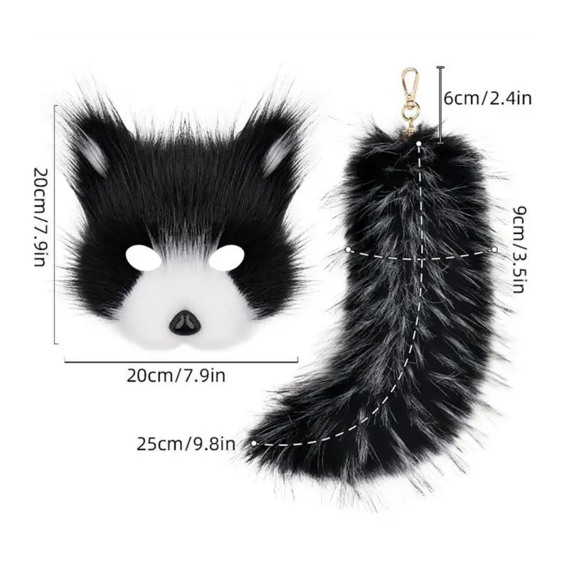 Maschera per animali Halloween da 39BB con portachiavi fascino della coda animale, accessori per decorazione costumi