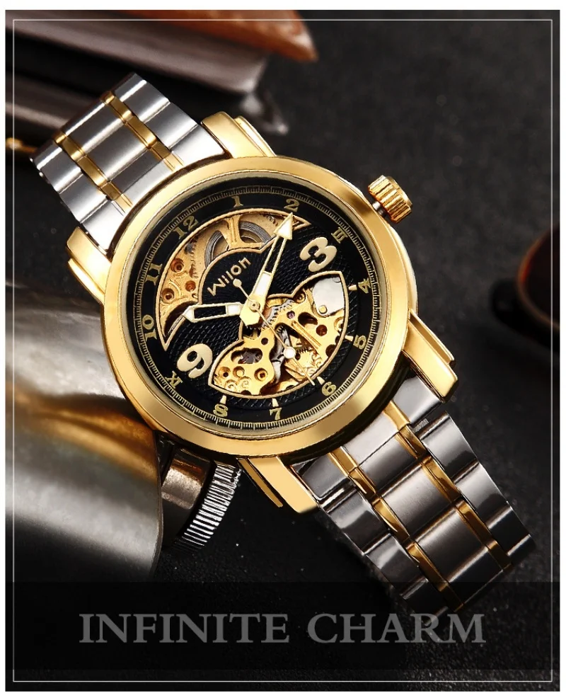 ساعة ماركة جديدة، ساعة ميكانيكية أوتوماتيكية بالكامل، أزياء الأعمال، ساعة رجالية كاجوال، سوار فولاذي عصري مقاوم للماء