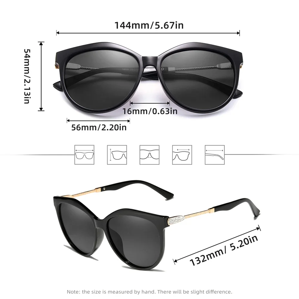 نظارات شمسية نسائية عصرية جديدة من HEISKING مستقطبة مضادة للأشعة فوق البنفسجية 400 بإطار كبير لقضاء عطلة للسيدات