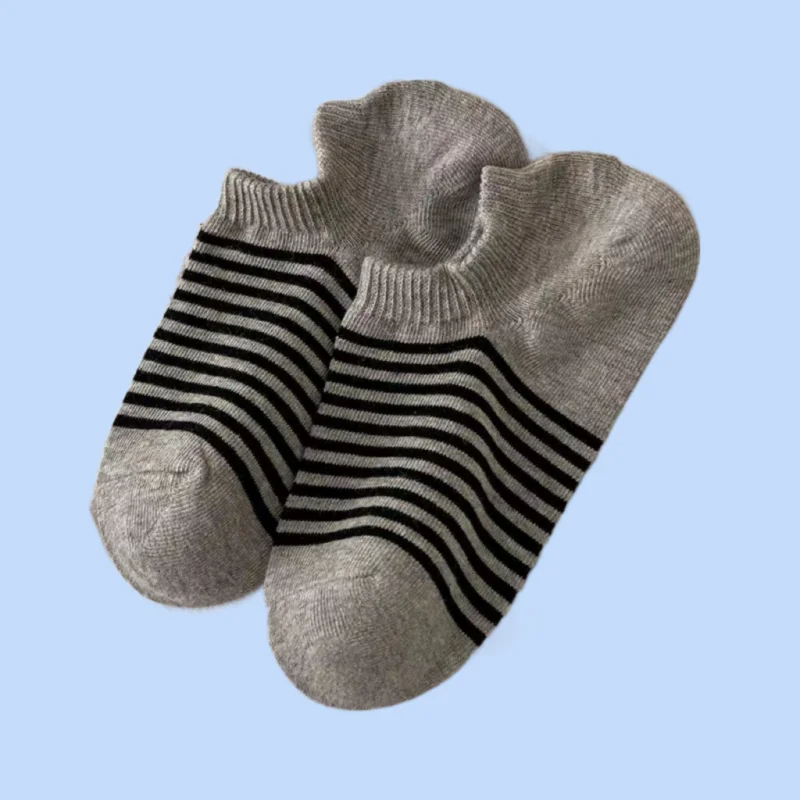 Chaussettes bateau à rayures fines pour femmes, chaussettes invisibles, bouche peu profonde, document bonbon, sans talon, dames, été, 5/10, 2024 paires