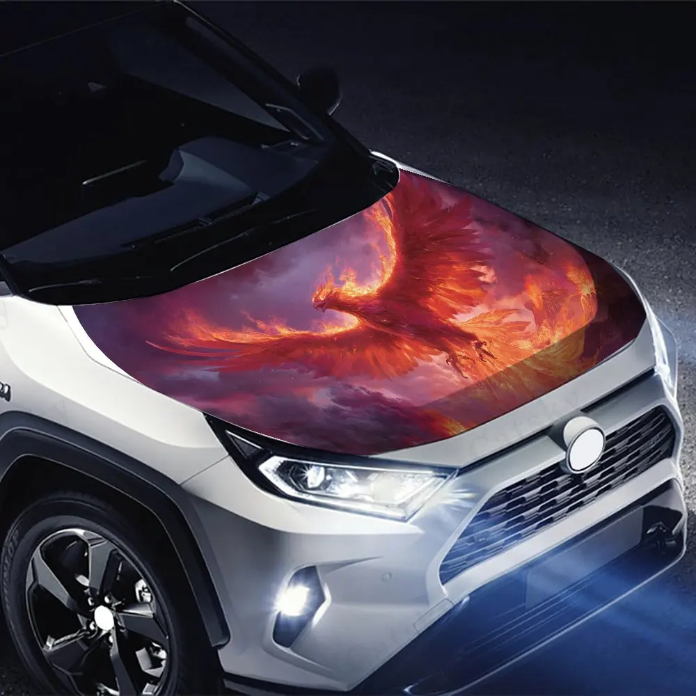 فينيكس مع غطاء محرك السيارة الرائد الناري غطاء محرك السيارة الفينيل يلتف ملصق ، ملصق حماية خارجي للسيارات ، سيارة ذاتية اللصق مقاومة للماء p