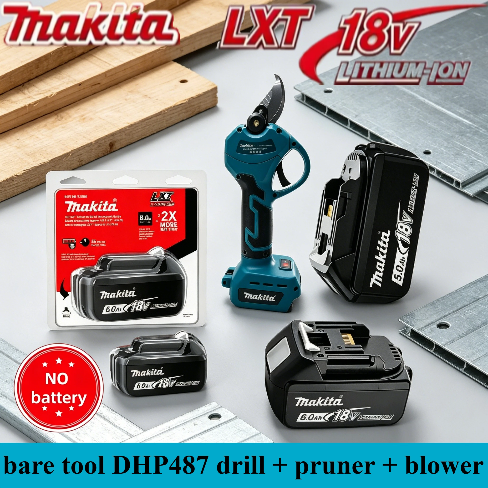 

Complete Genuine Makita 18V LXT Tool Combination Kit, internal voltage monitoring chip, no battery DHP487 drill + shear + blower