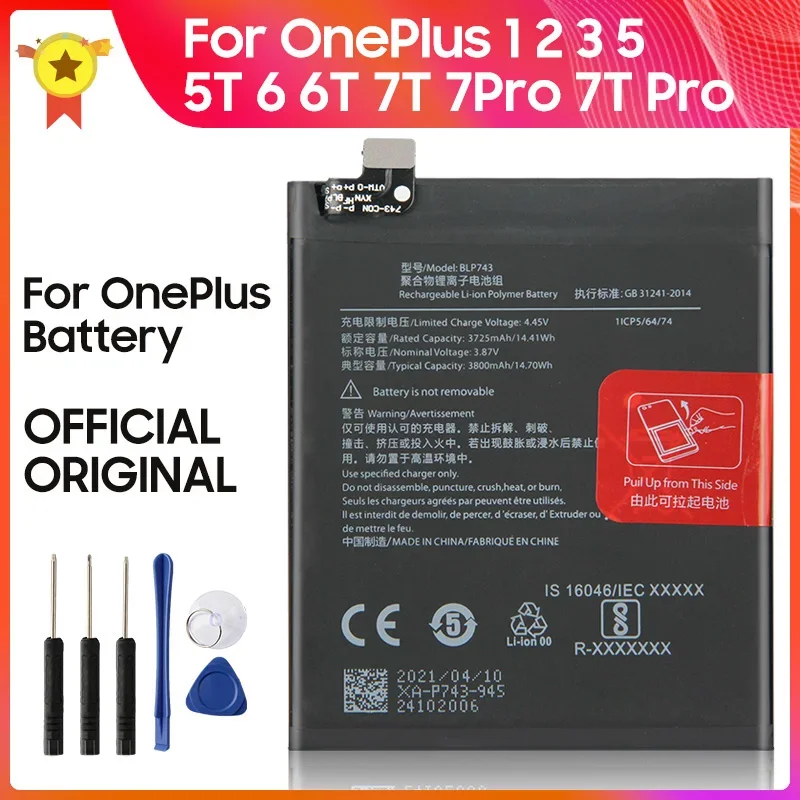 Phone Battery BLP743 For OnePlus 7T Pro BLP745 OnePlus 6T 7 Pro BLP699 OnePlus 6 5 5T 3T 3 2 1 BLP637 BLP571 Replacement Battery