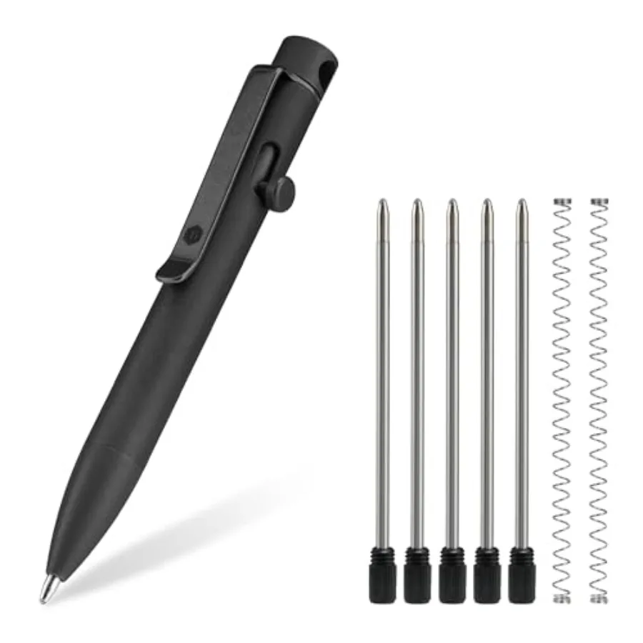 

Bolt Action EDC Pen with Clip Titanium Pocket Ballpoint Pen for Everyday Carry