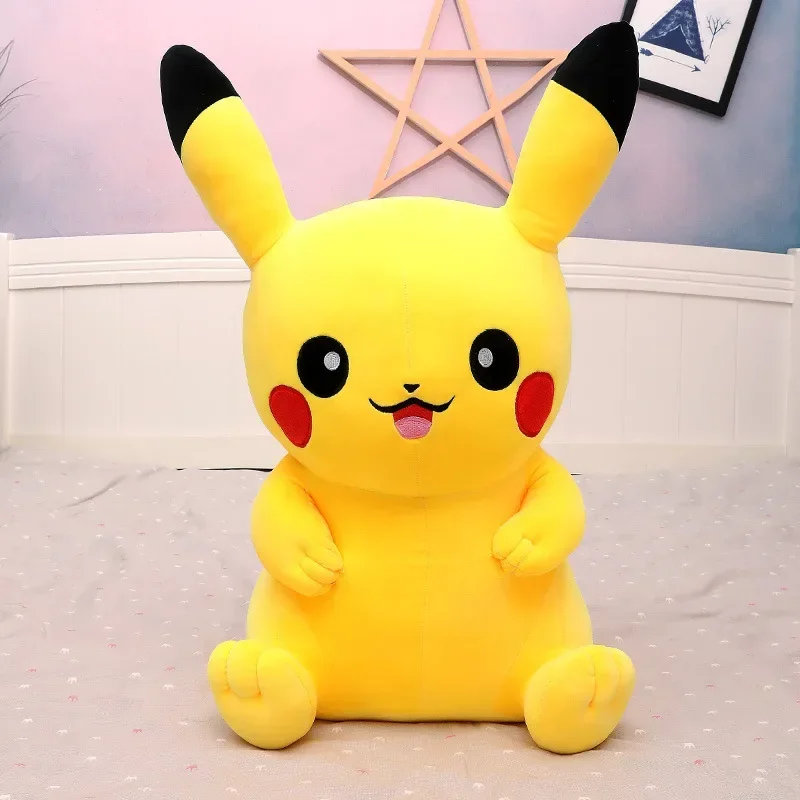 Pokemon Big Size 80 cm Pikachu Knuffel Kawaii Anime Gele Elf Pluche Pop Soft Gevulde Cartoon Pop Verjaardagscadeau voor kinderen Meisje