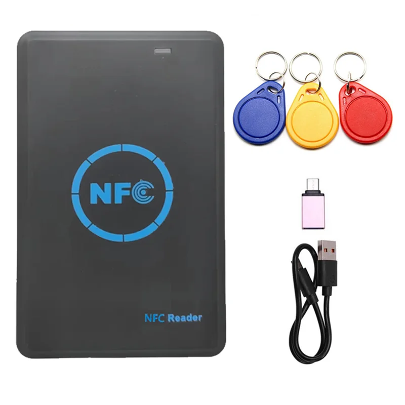

B03B-5-Band NFC Smart Chip Reader/Writer With 3X CUID Keychain 125K 13.56M HID Duplicator Copier Tag Clone ID IC Keychain Key Co