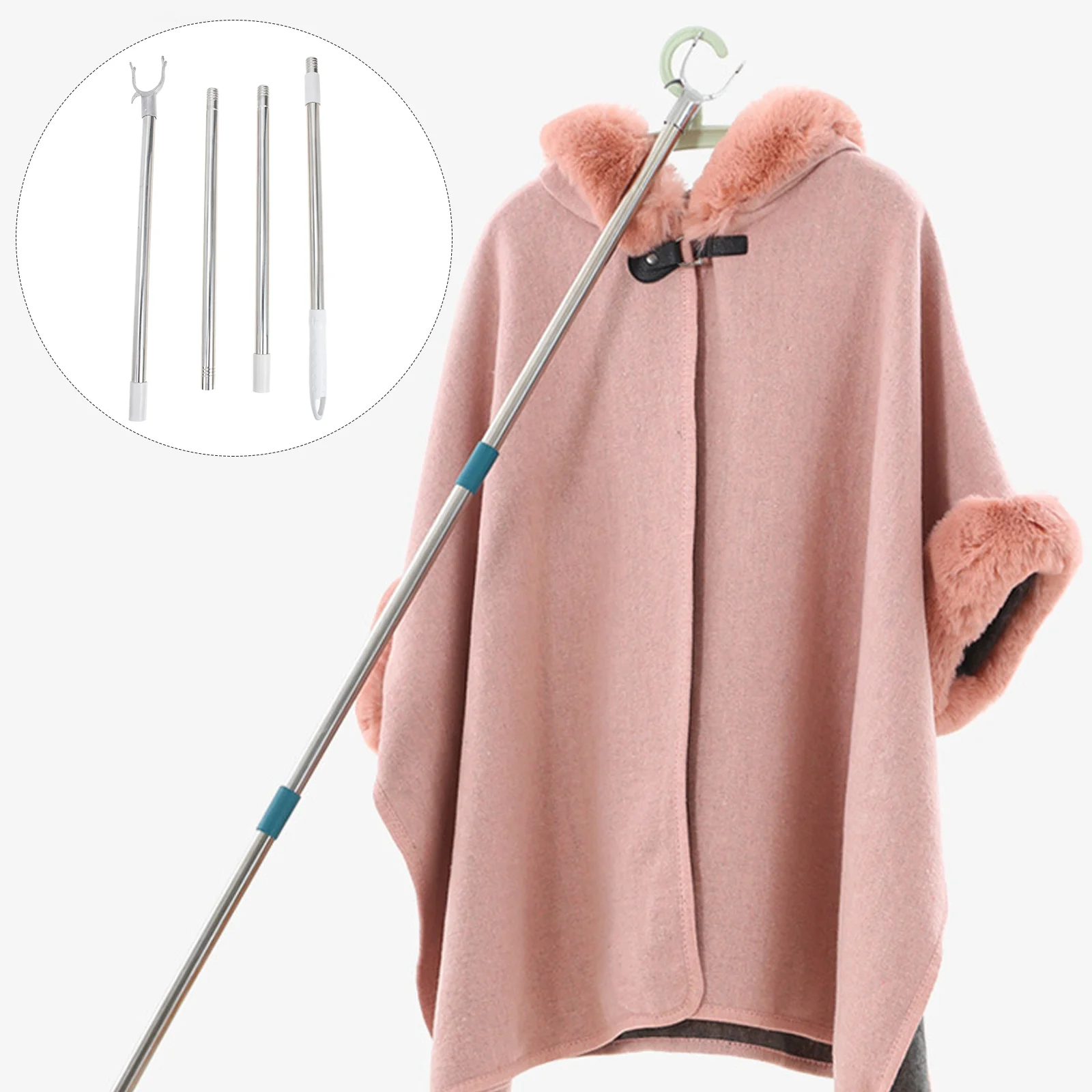 

Coat Hanger Stitching Clothes Rail Outfit Extendable Reach Pole Stainless Steel Household Splicable Rod