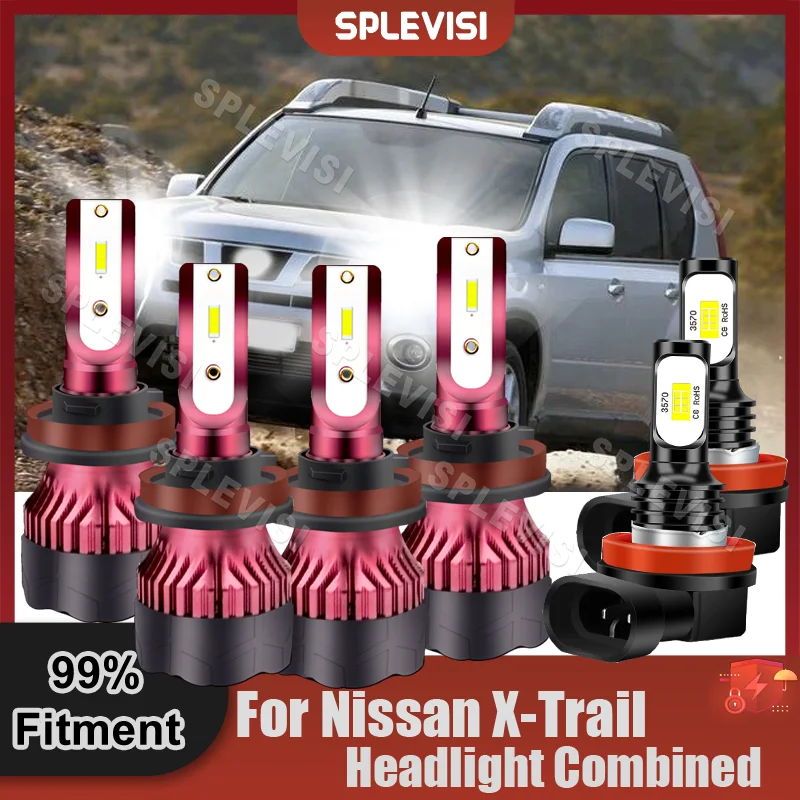 SPLEVISI 48000LM LED Headlight Bulbs 9V-36V White For Nissan X-Trail 2015 2016 2017 2018 2019 High Low Beam H11 H11  Foglamp H11