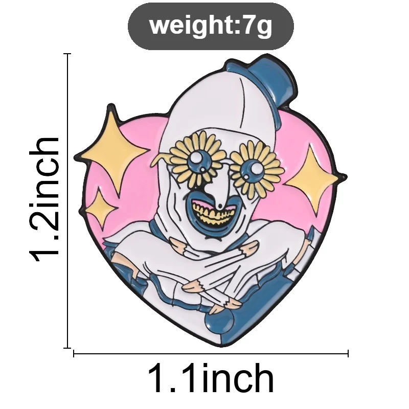Cute Weird Art Clown Badge Pink Heart Star Enamel Pins Fashion Lapel Metal Brooches Backpack Clothes Jewelry Gift for Friends