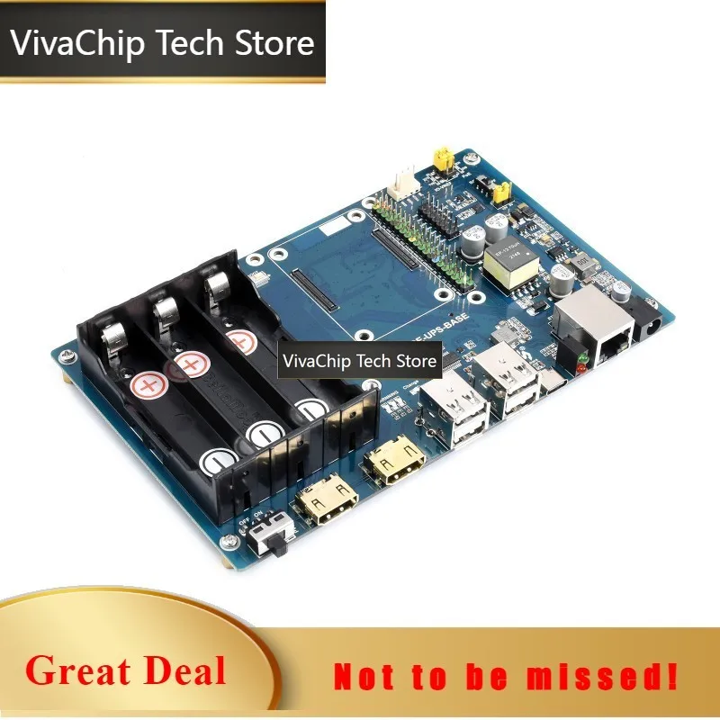 VivaChip TechCM4-POE-UPS-BASE,PoE UPS Base Board/Mini-Computer Designed for Raspberry Pi Compute Module 4, Gigabit Ethernet, Dua