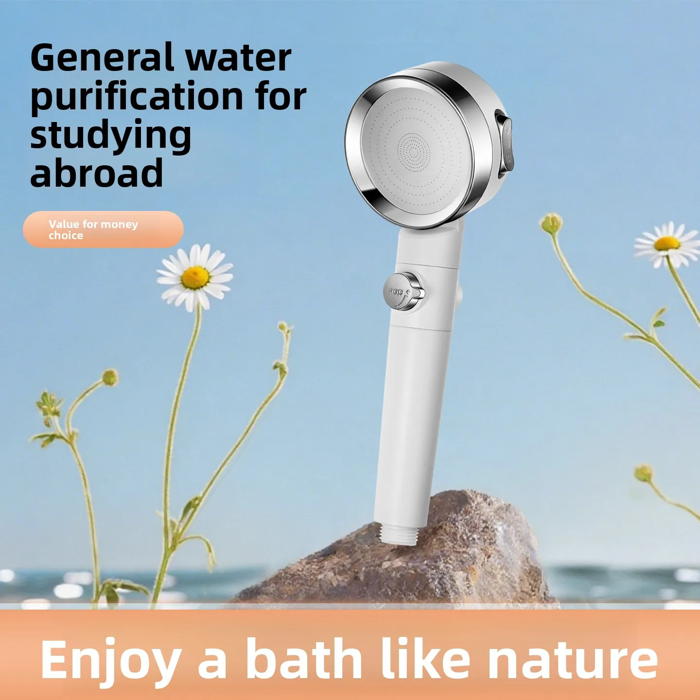 High Pressure Filter Shower Head with Chlorine Removing Cartridge for Skin Care Bathing and Water Purification System