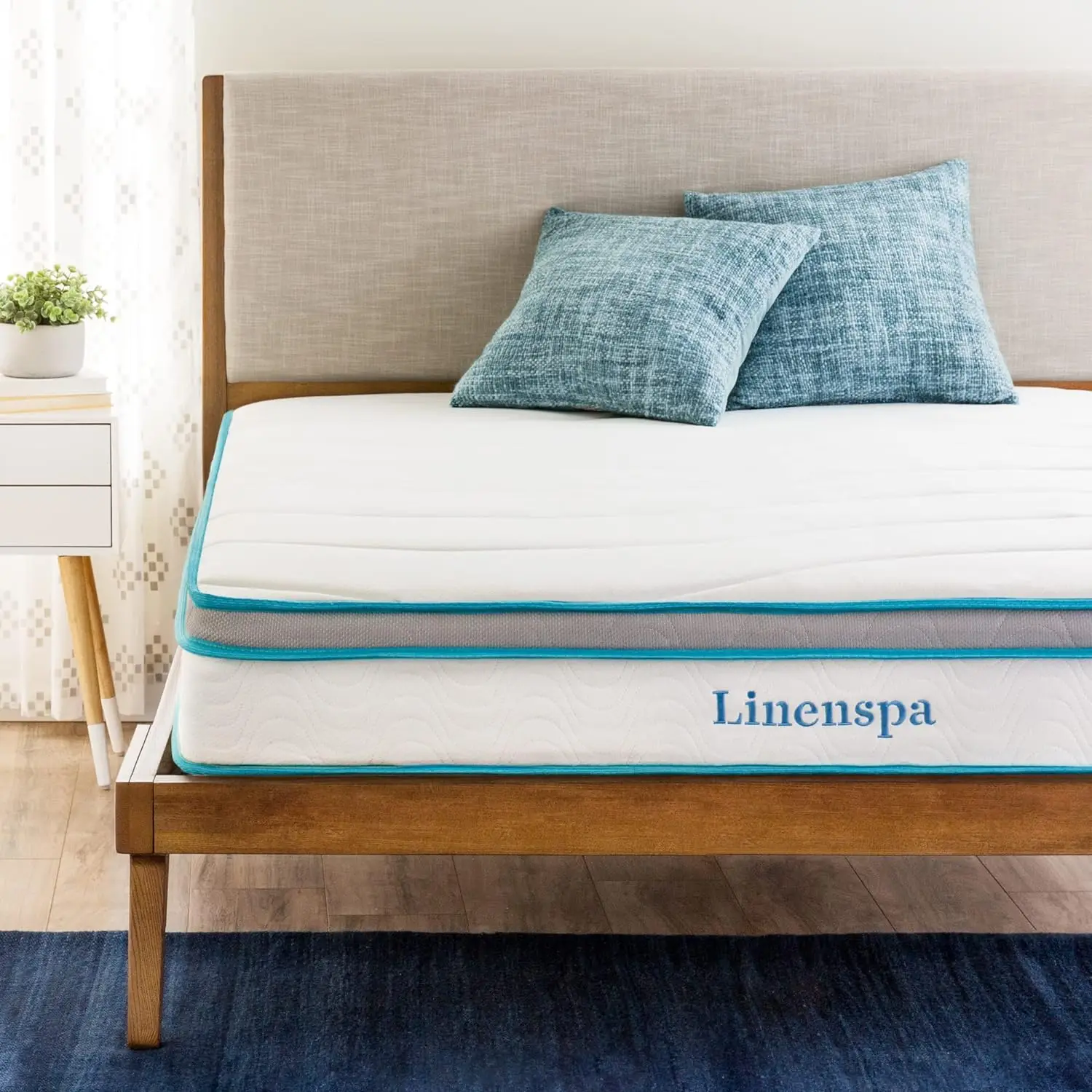 Linenspa 8 Inch Memory Foam and Spring Hybrid Mattress - Medium Firm Feel - Bed in a Box - Quality Comfort and Adaptive