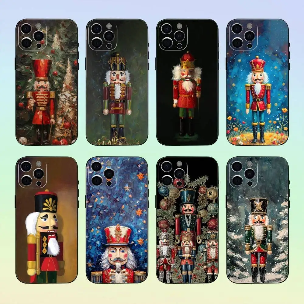 

N-NutcrackerS C-Christmas Phone Case For iPhone 17,16,15,14,13,12,11 ,Soft Silicone Black Cover