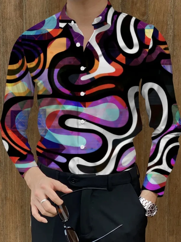 2025New Men's Summer Cotton And Linen Lapel Beach Shirt Long Sleeve Solid Color Hawaiian Holiday Clothing Rose Pattern Shirt