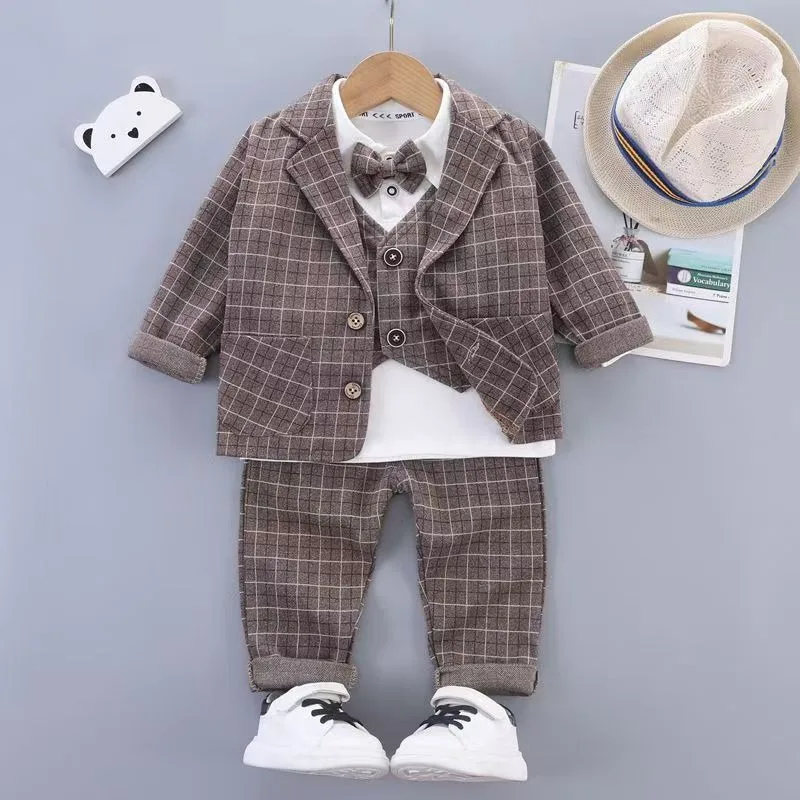 

Boys' Spring Autumn Formal Suit Set 3 Piece Stylish Baby Boy Suit Three Piece Formal Wear