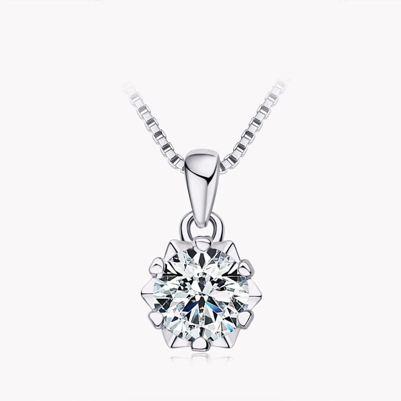 

S925 Silver 1CT Moissanite Snowflake Necklace Women Certified D Color Moissanite Diamond Statement Necklace Pass Tester Gift