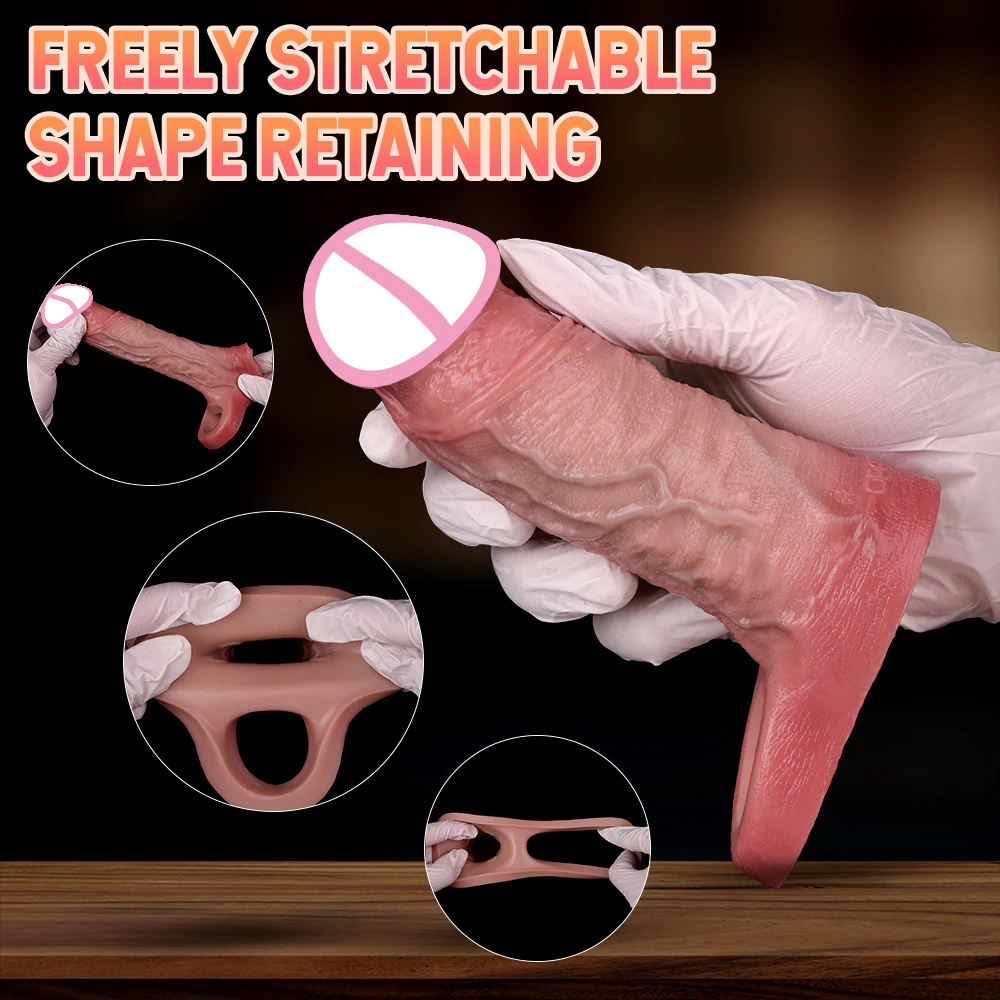 ORALSX حشفة نابضة بالحياة أكمام القضيب موسع دائم الواقي الذكري الشرج المهبل تدليك تأخير خاتم الديك محكم غمد لعبة الجنس للرجل #5