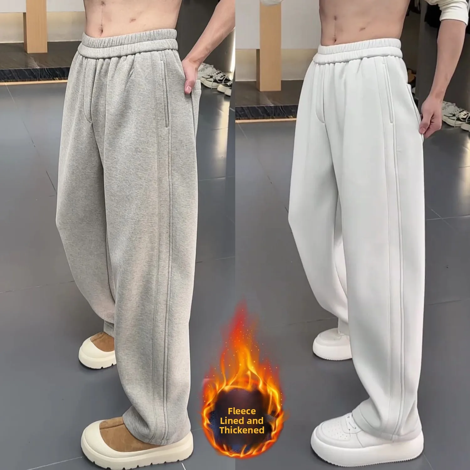 

Мужские свободные повседневные прямые брюки на подкладке Thiened Fce, осень-зима, новые брендовые брюки-ножи Sle Faion