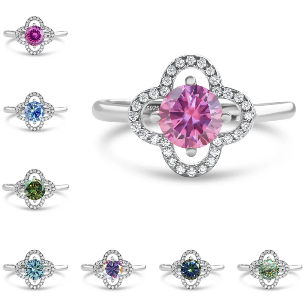 

BR 1CT Four Leaf Clover Ring, 1CT Trendy Unique Band, Engagement Ring, D VVS1 Exquisite Moissanite Jewelry, Perfect Gift