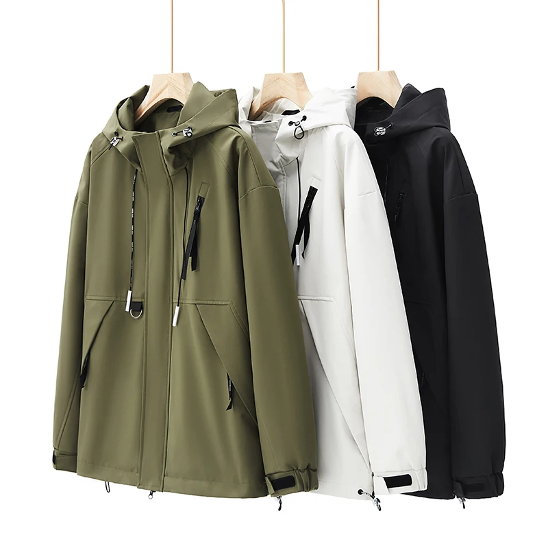 

Men's Camping Hiking Jacket Unisex Autumn Outdoor Sports Coats Climbing Trekking Windbreaker Travel Waterproof Black Army Green