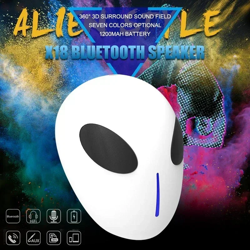 

USB Playing Gift bluetooth Bluetooth Speaker ET Head speaker Alien Wireless Skull Portable FM Radia TF Music Player