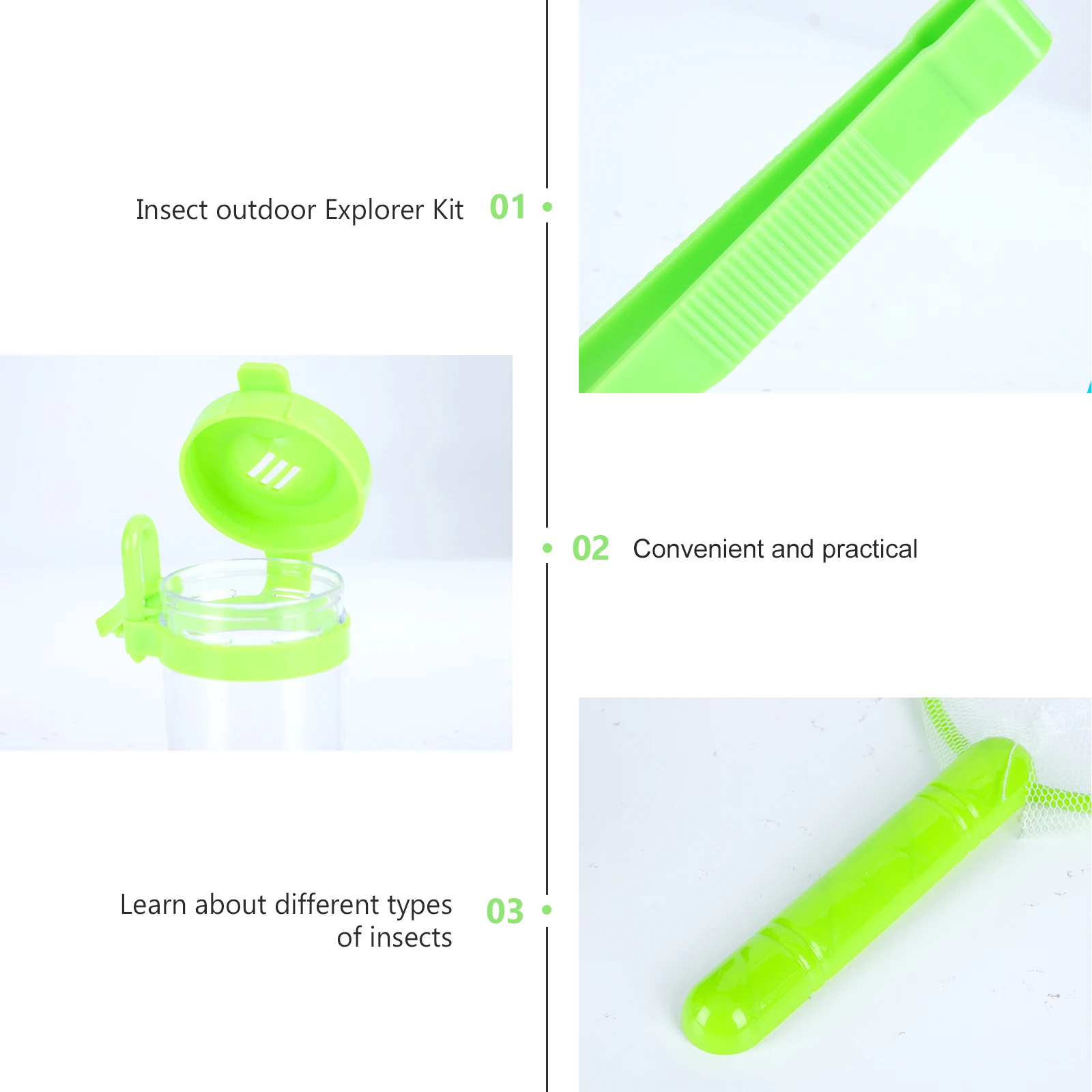 

2 Sets Insect Observation Bottles Tweezers Plastic Adventure Kit Bug Catcher Study Tool Educational Toy