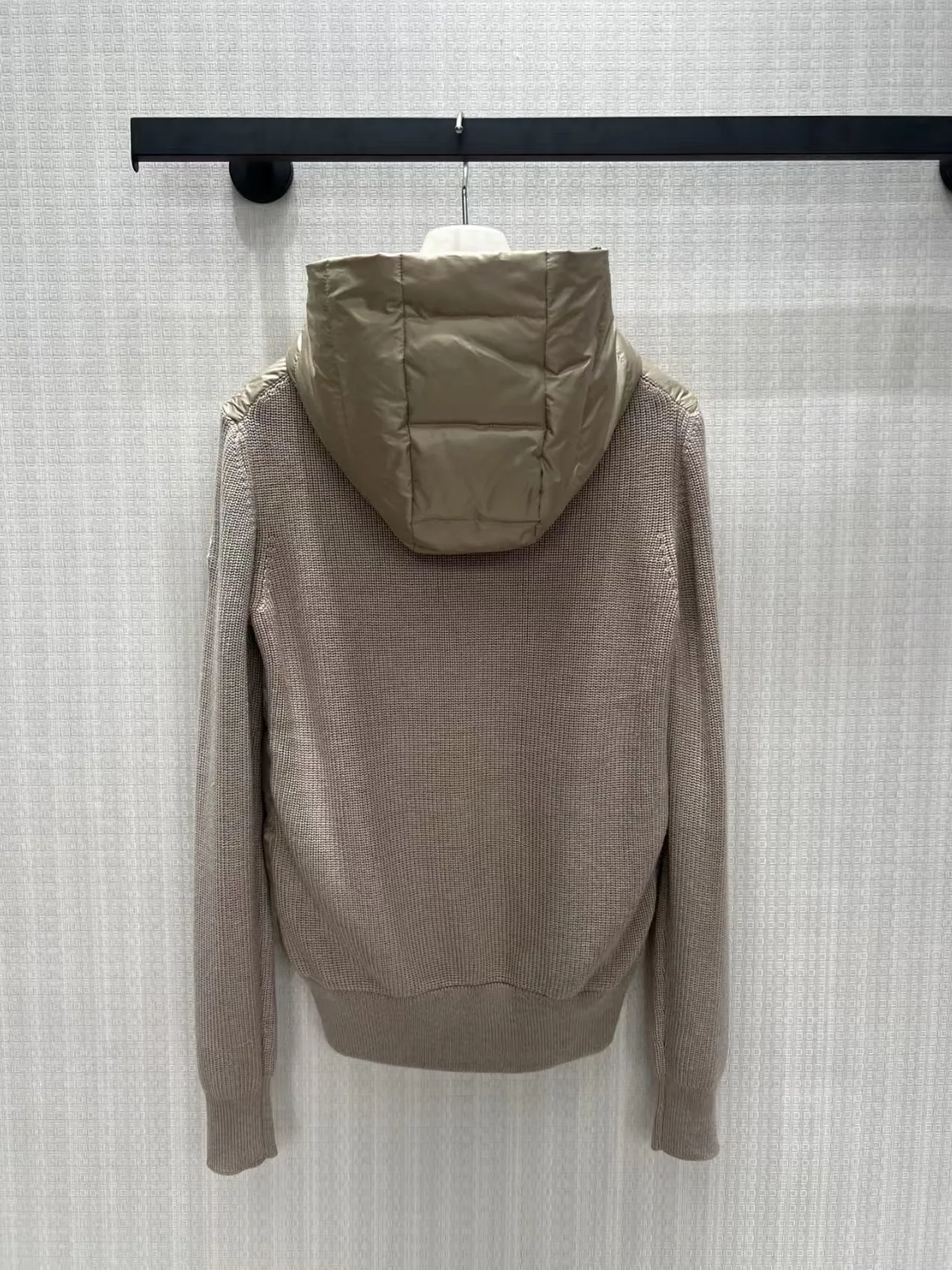 Women's autumn and winter wool knitted sleeve splicing hooded 90% goose down bidirectional zipper short down jacket new style