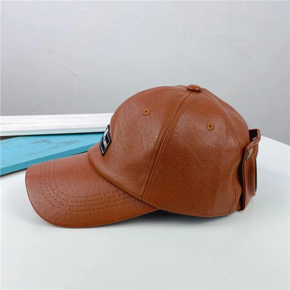 

Cool PU Leather Sunglasses Hat Handsome Streetwear Peaked Cap Personality Korean Style Pilot Glasses Hat Men