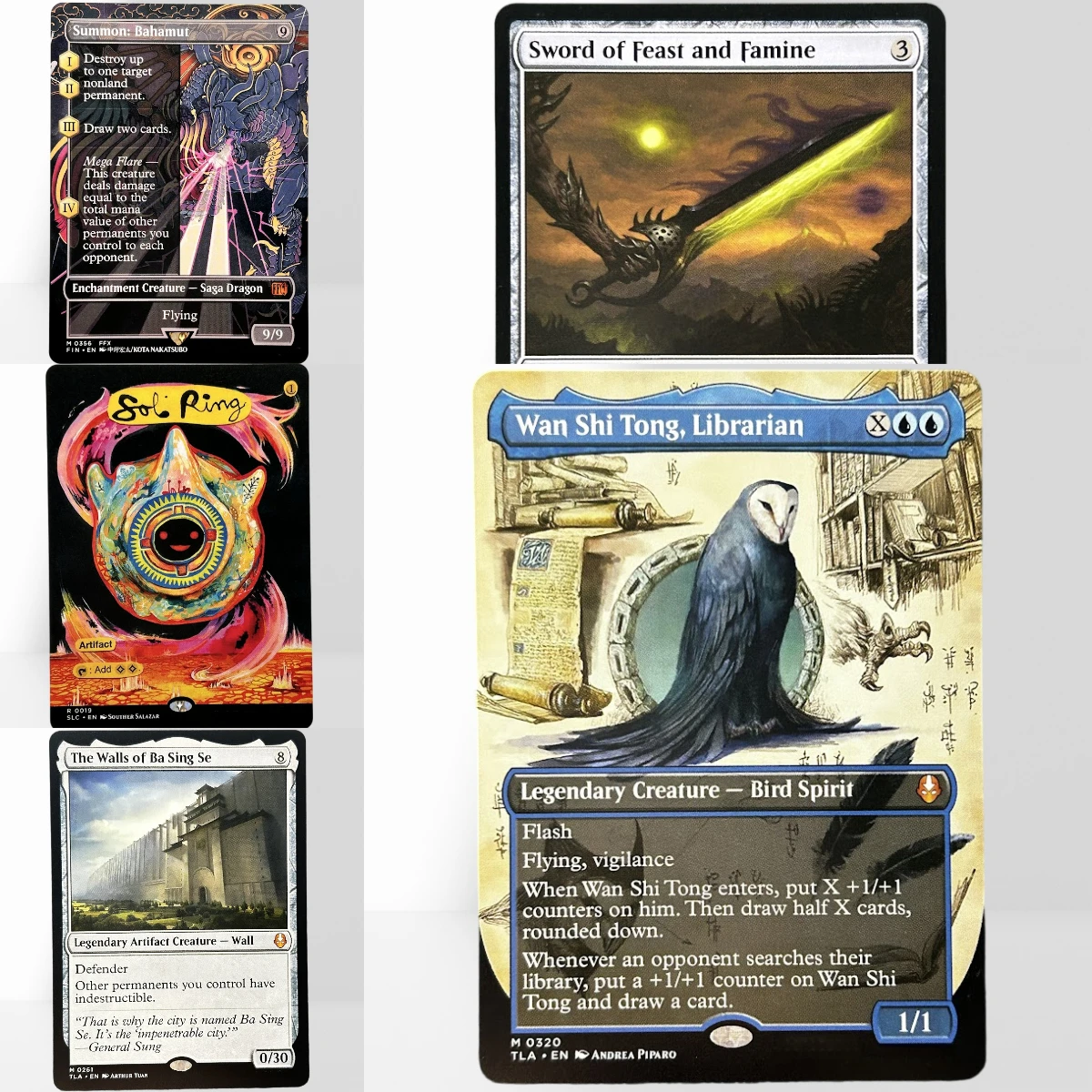 HOLO46-40-6 TCG Proxy Mágico Wan Shi Tong, Librarian Sol Ring Summon Bahamut The First Sliver, Cartulina Negra Alemana
