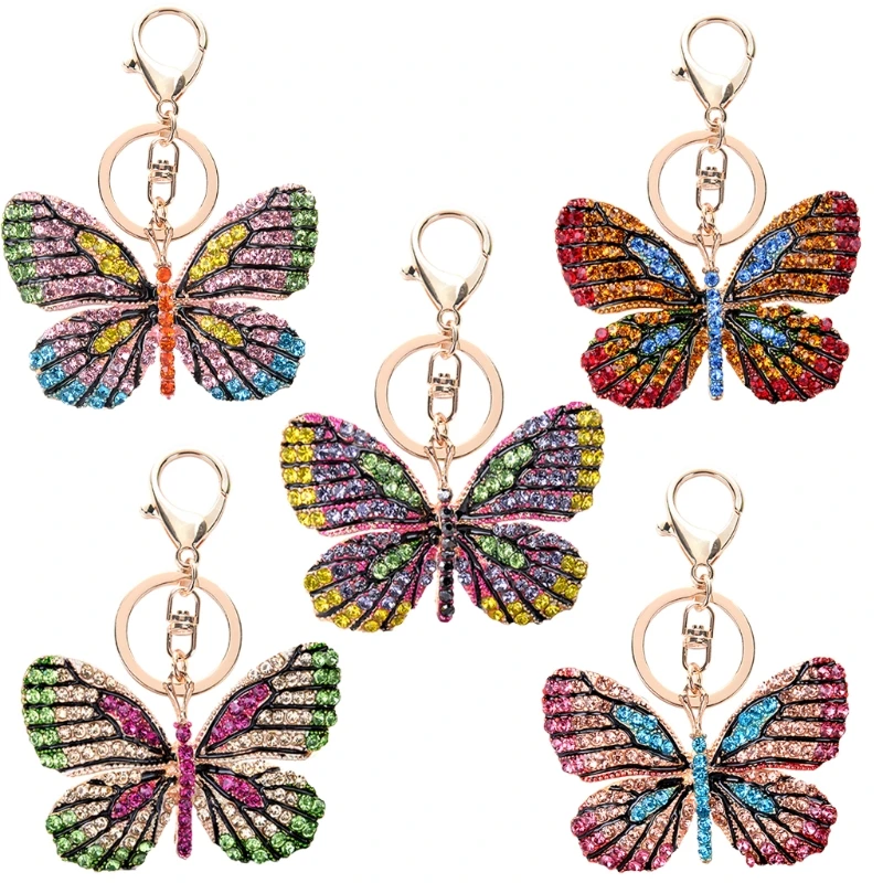 for Butterfly Keychain Crystal for Rhinestone Sparkling Car for Key Chains Purse Bag Charm Pendant for Dropshipping