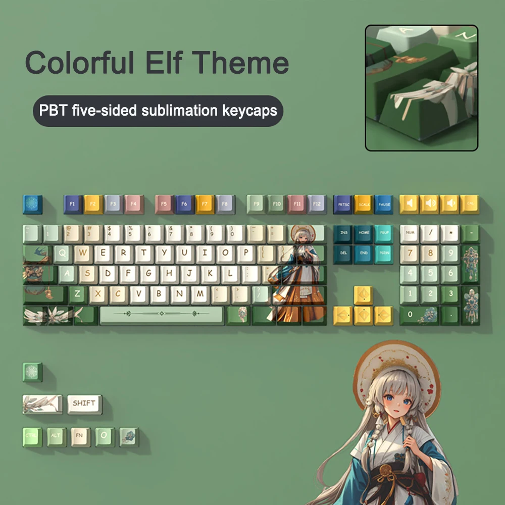 Cherry Keycaps Blossom Pink Mechanical Keyboard Keycap Cherry Profile Engraving Illuminated PBT Material Cute Girl Gamer