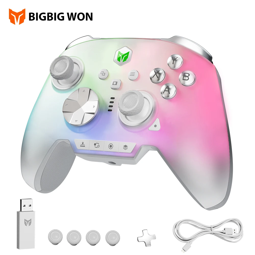 

BIGBIG WON Rainbow 3 Wireless Game Controllers NearLink 2.4G Hall Joystick Micro Motion Button RGB Gamepad for PC