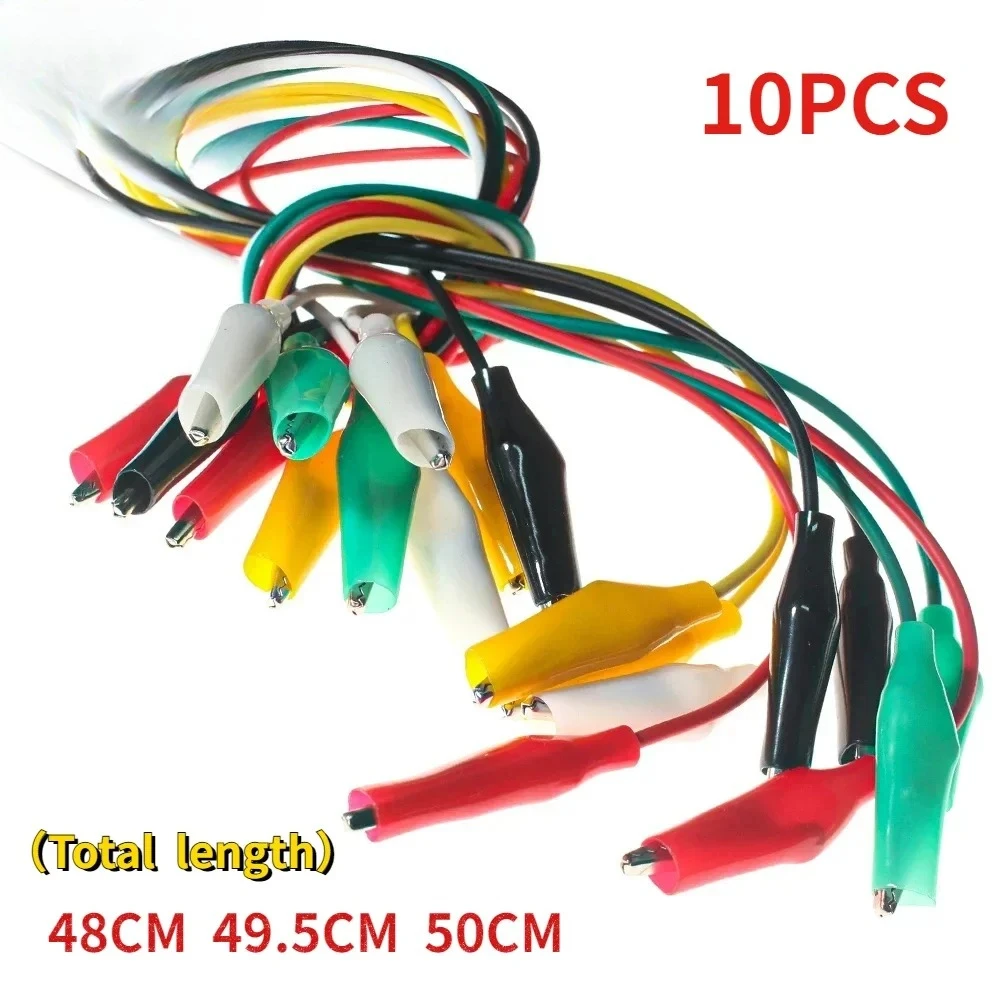 10PCS Double Ended Alligator Clip with Test Leads 48CM/49.5CM/50CM Jumper Cables for DIY Electronics Testing